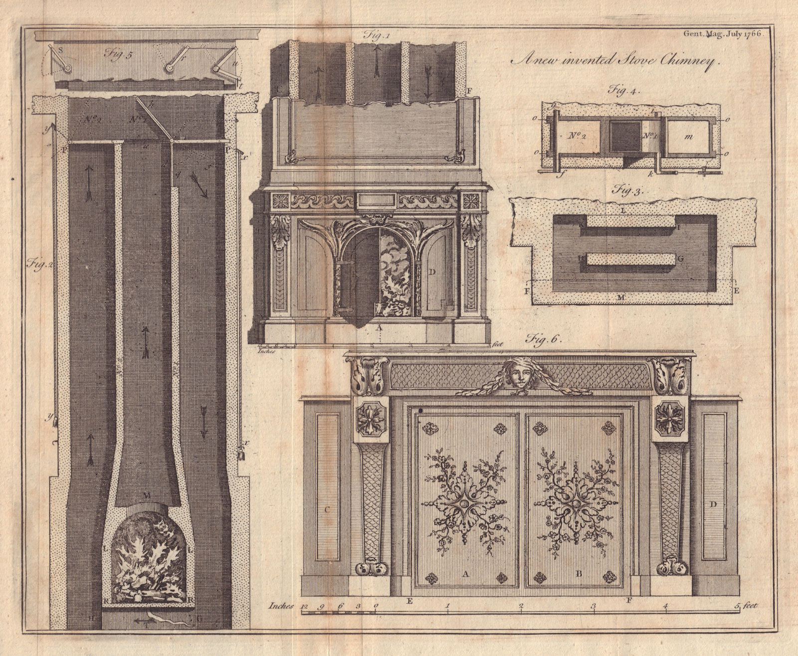 Associate Product A new invented Stove Chimney by Montalembert. Decorative. GENTS MAG 1766 print