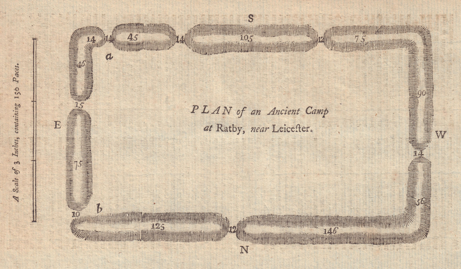Plan of an antient Camp at Ratby. Bury Camp. Ratby Burrow. GENTS MAG 1773 map