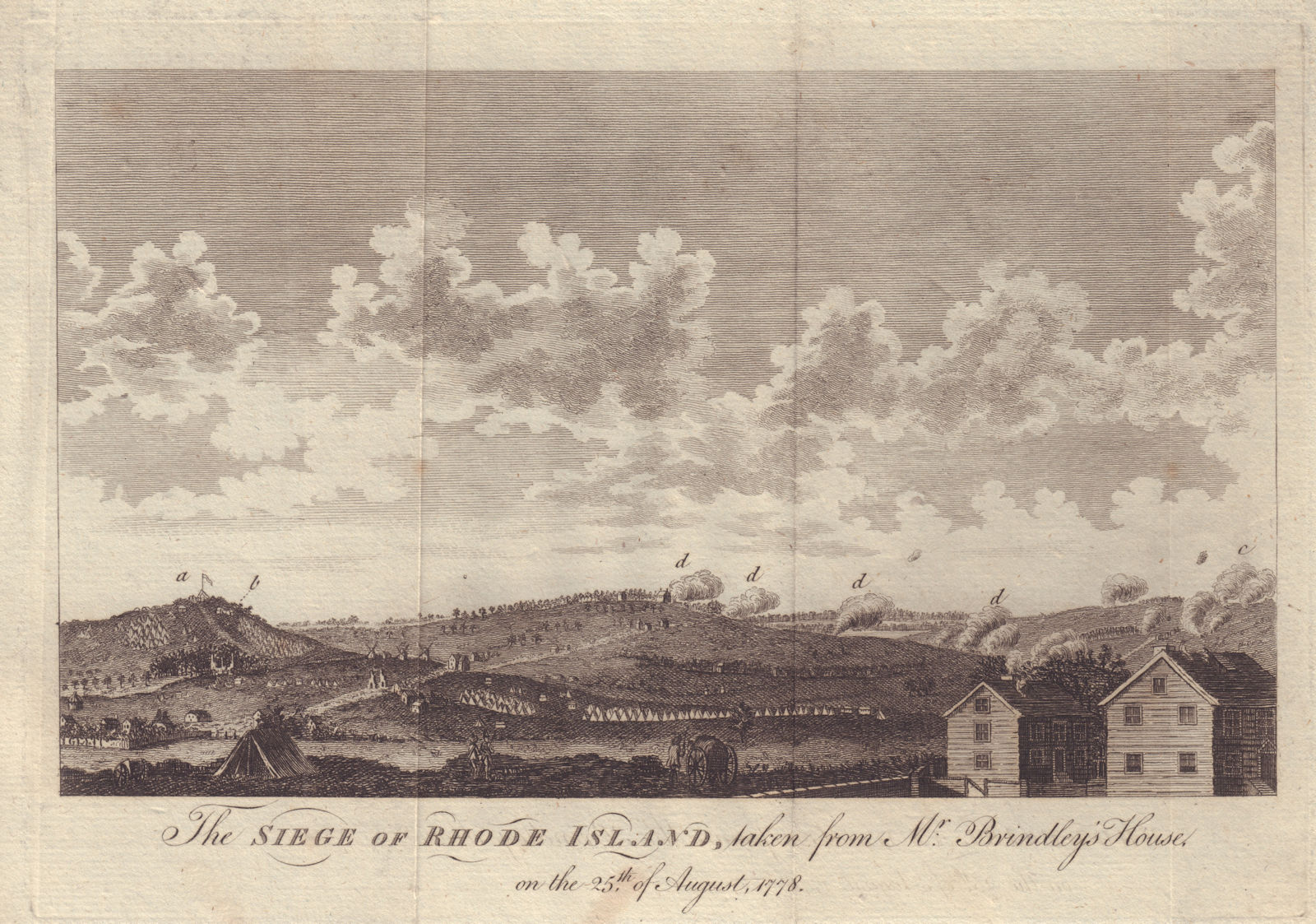 The Siege of Rhode Island… from Mr Brindley's House on 25th of August 1778. 1779