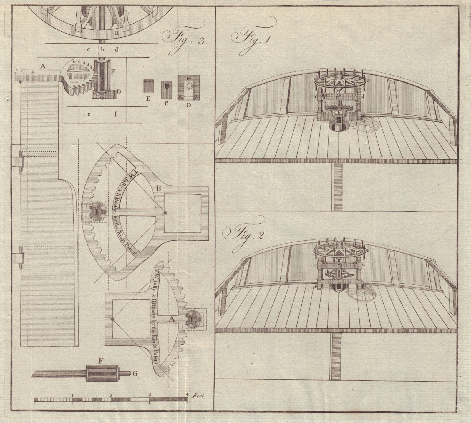 Machine for steering Ships. Rudder wheel. GENTS MAG 1779 old antique print