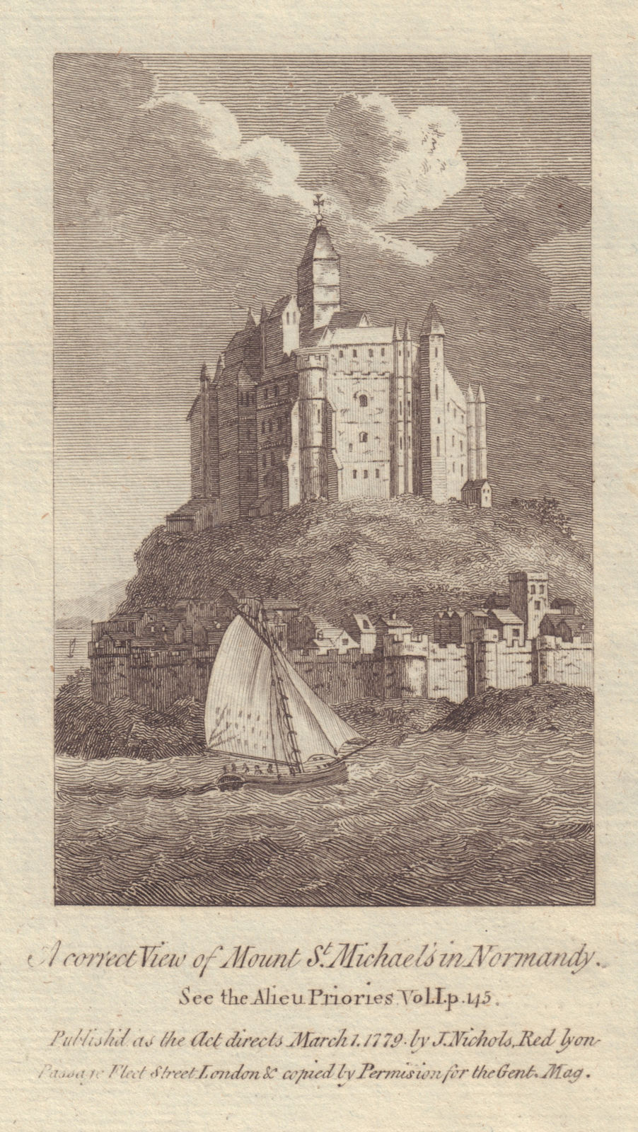 A Correct View of Mount St. Michael's in Normandy. Mont-Saint-Michel 1779