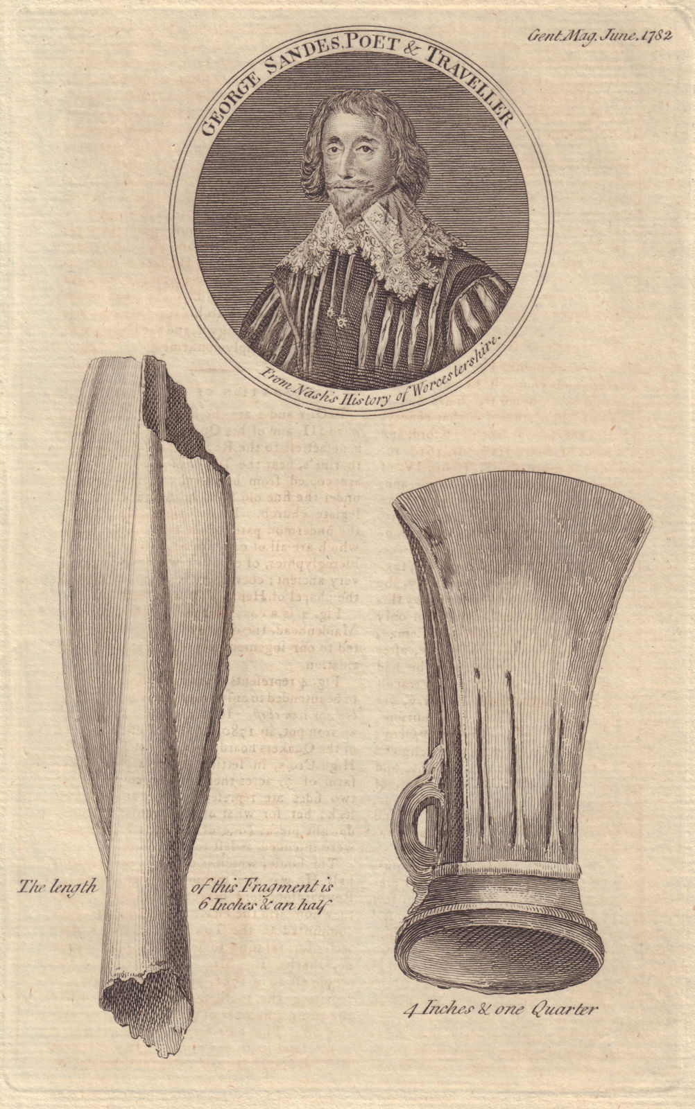 Associate Product George Sandes (Sandys), Poet & Traveller. Spear Head & Celt, Lichfield 1782
