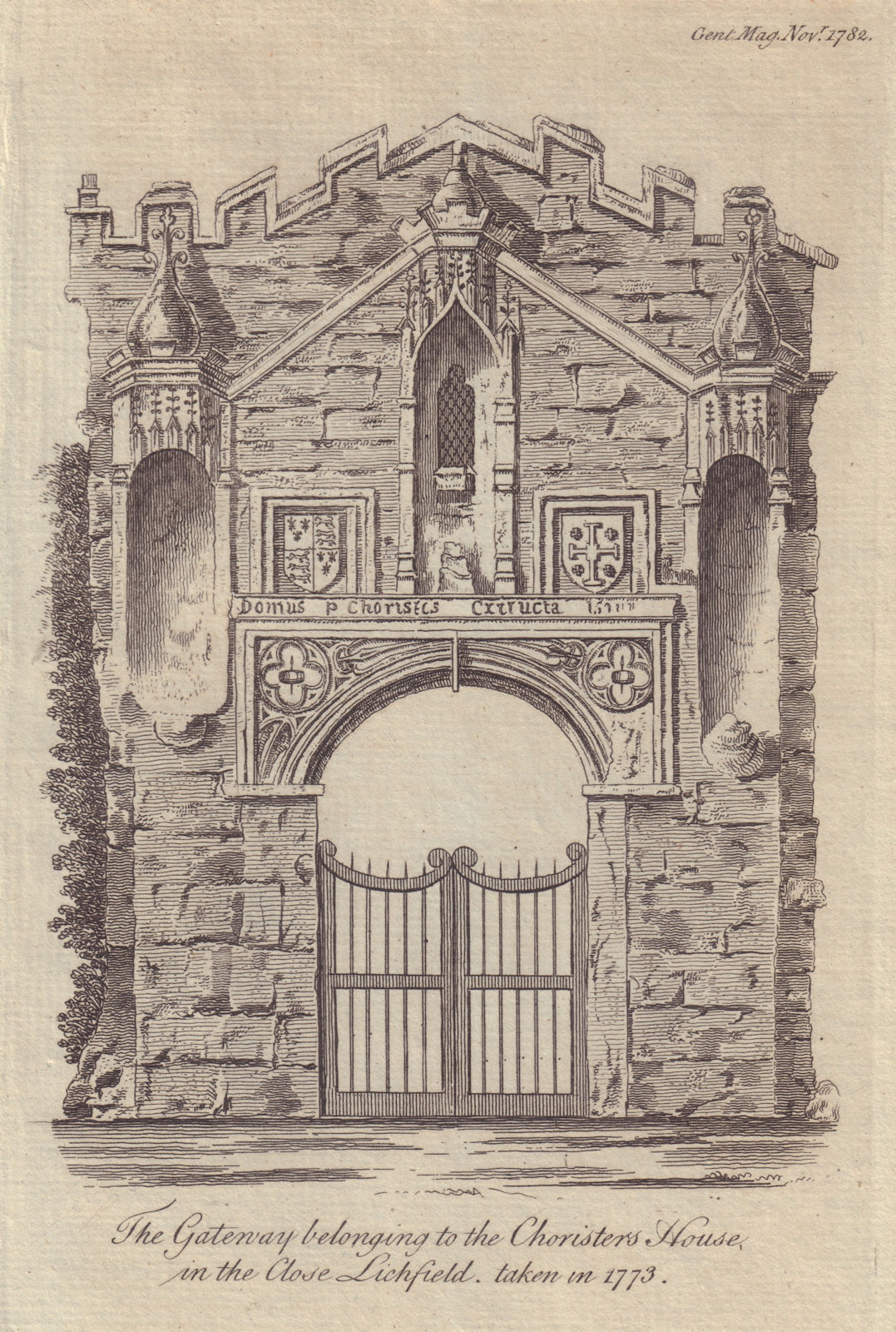 Gateway of the Choristers' House, Cathedral Close, Lichfield, Staffordshire 1782