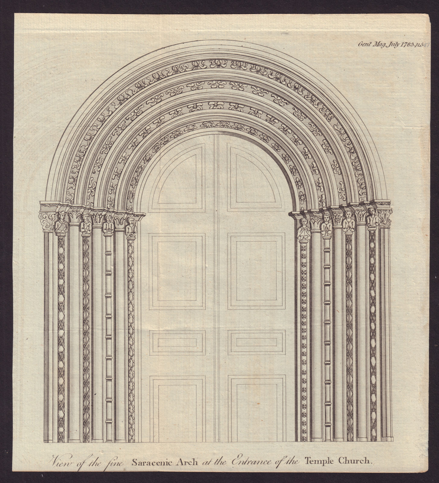 Associate Product The Saracenic Arch at the Entrance of the Temple Church, London 1783 old print