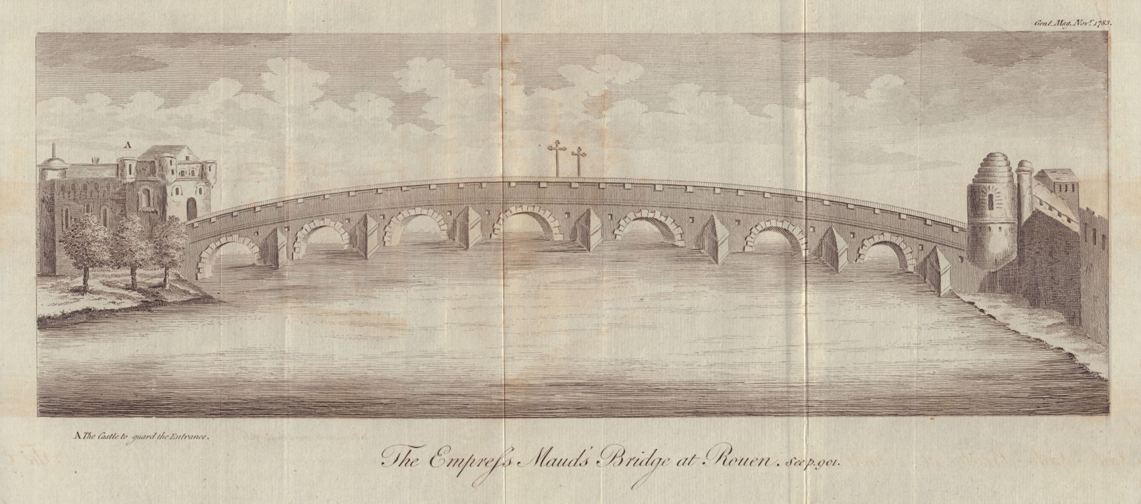 Associate Product The Empress Maud's Bridge at Rouen. Seine-Maritime. GENTS MAG 1783 old print