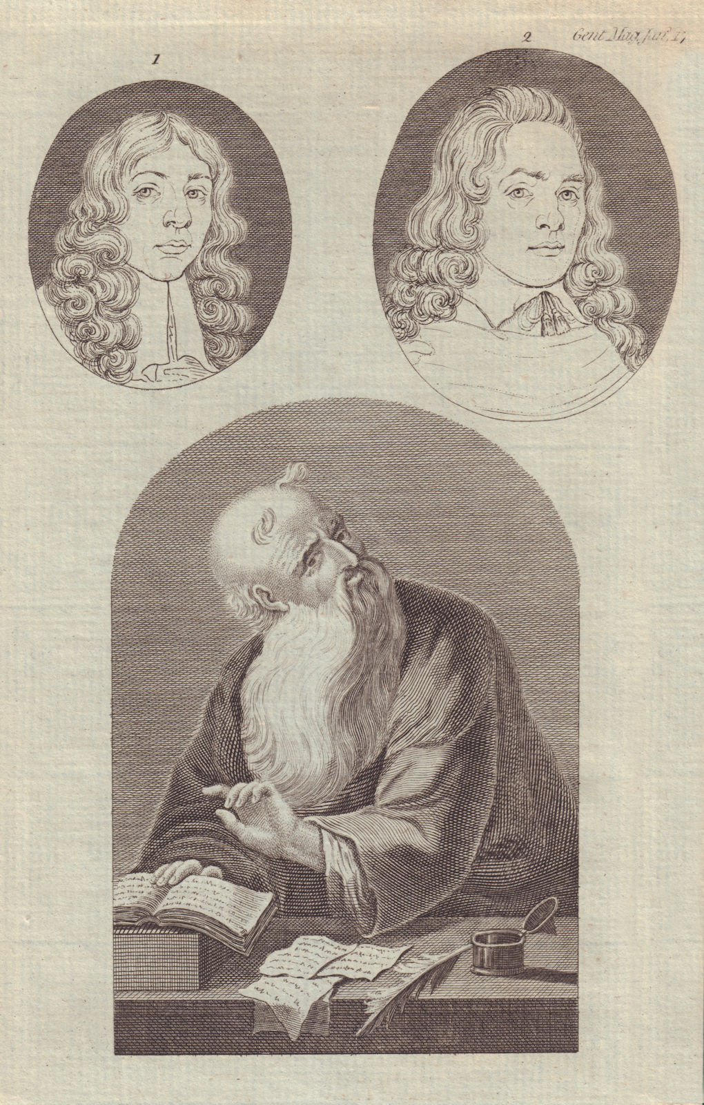 17th century portraits of unknown gentlemen. Old Man with a large beard 1784