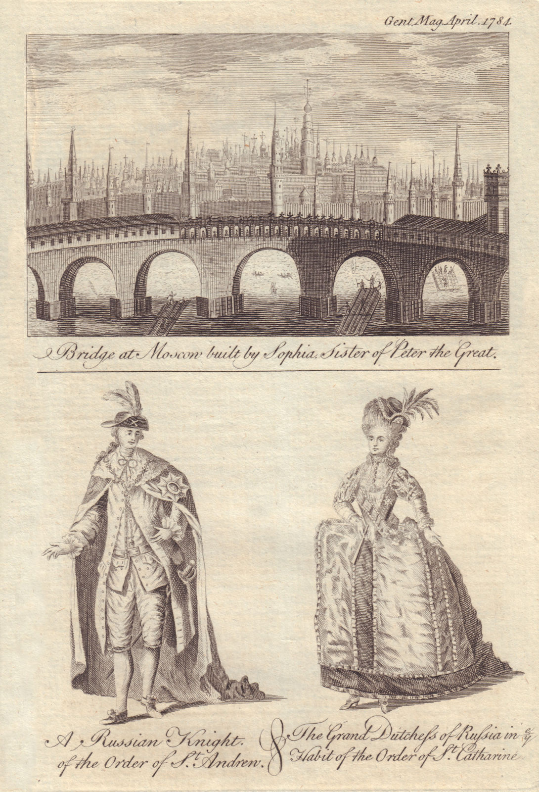 Associate Product Bolshoy Kamenny Bridge, Moscow. Russian Knight of St. Andrew. Grand Duchess 1784