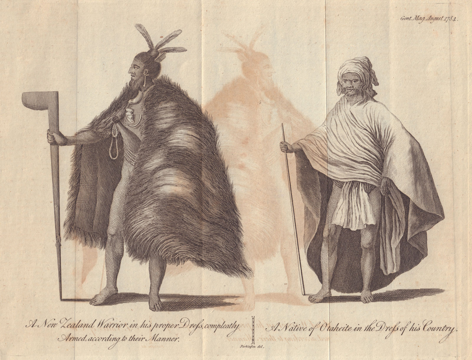 New Zealand Warrior. A Native of Otaheite. Tahiti. Maori. GENTS MAG 1784 print