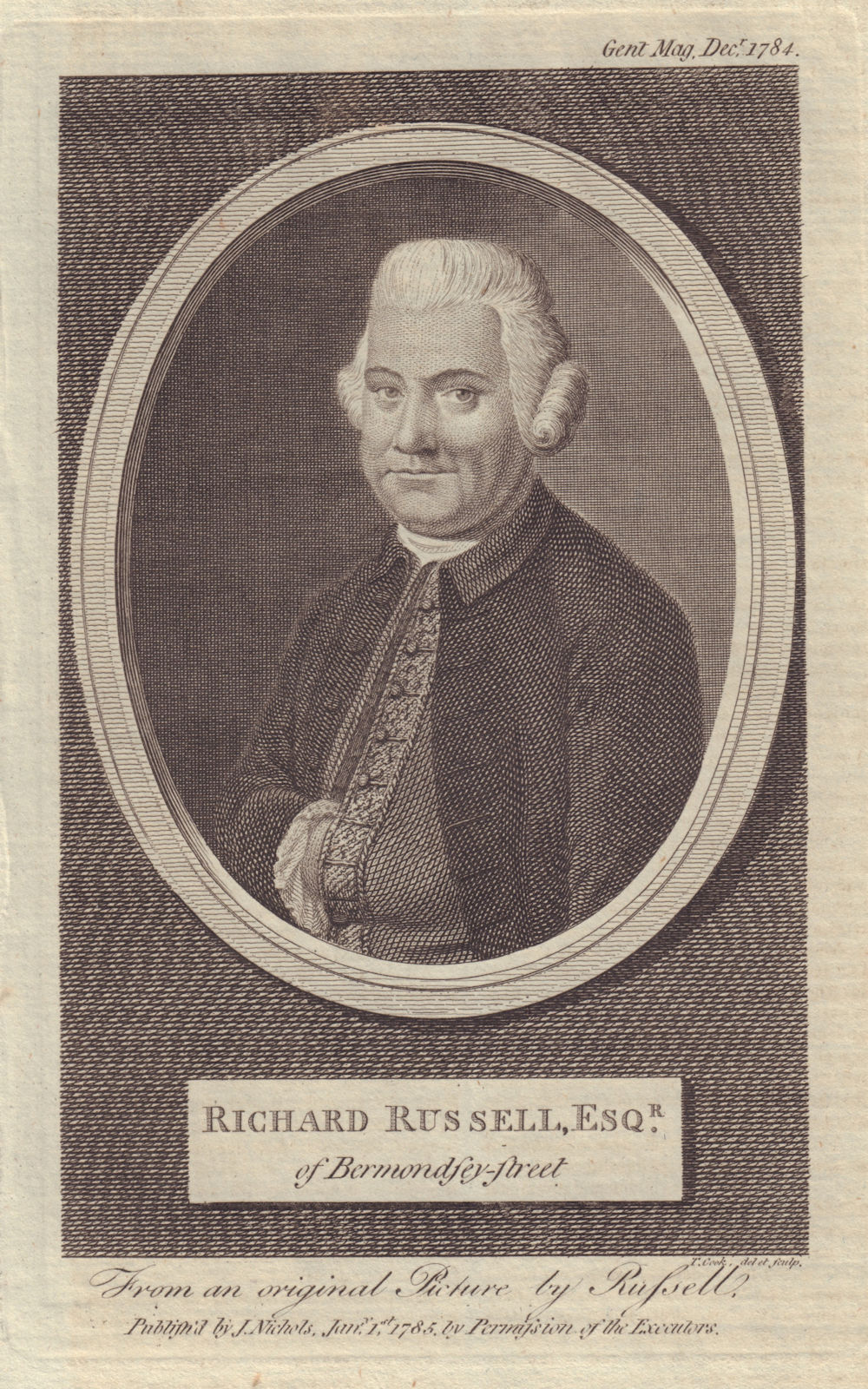 Associate Product Richard Russell Esq.r of Bermondsey Street. GENTS MAG 1784 old antique print