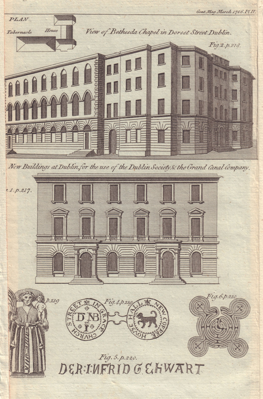 Dublin Society 112-113 Grafton Street. Bethesda Chapel, Dorset Street 1786
