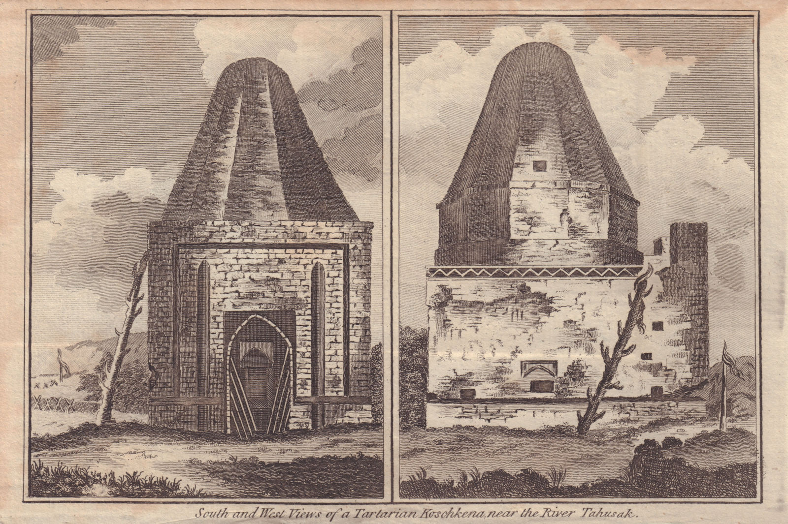 Associate Product Views of a Tartarian Koschkena near the River Tahusak. Kyrgyzstan 1786 print