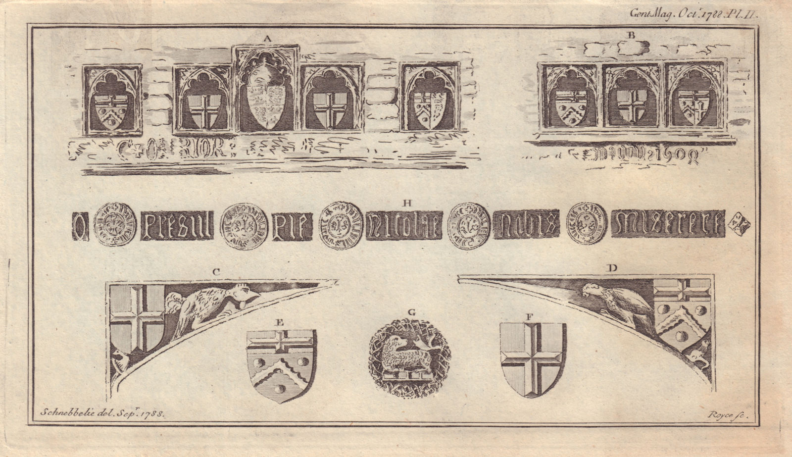Clerkenwelll. Coats of Arms, St. John's. Bell inscription, St. James Church 1788