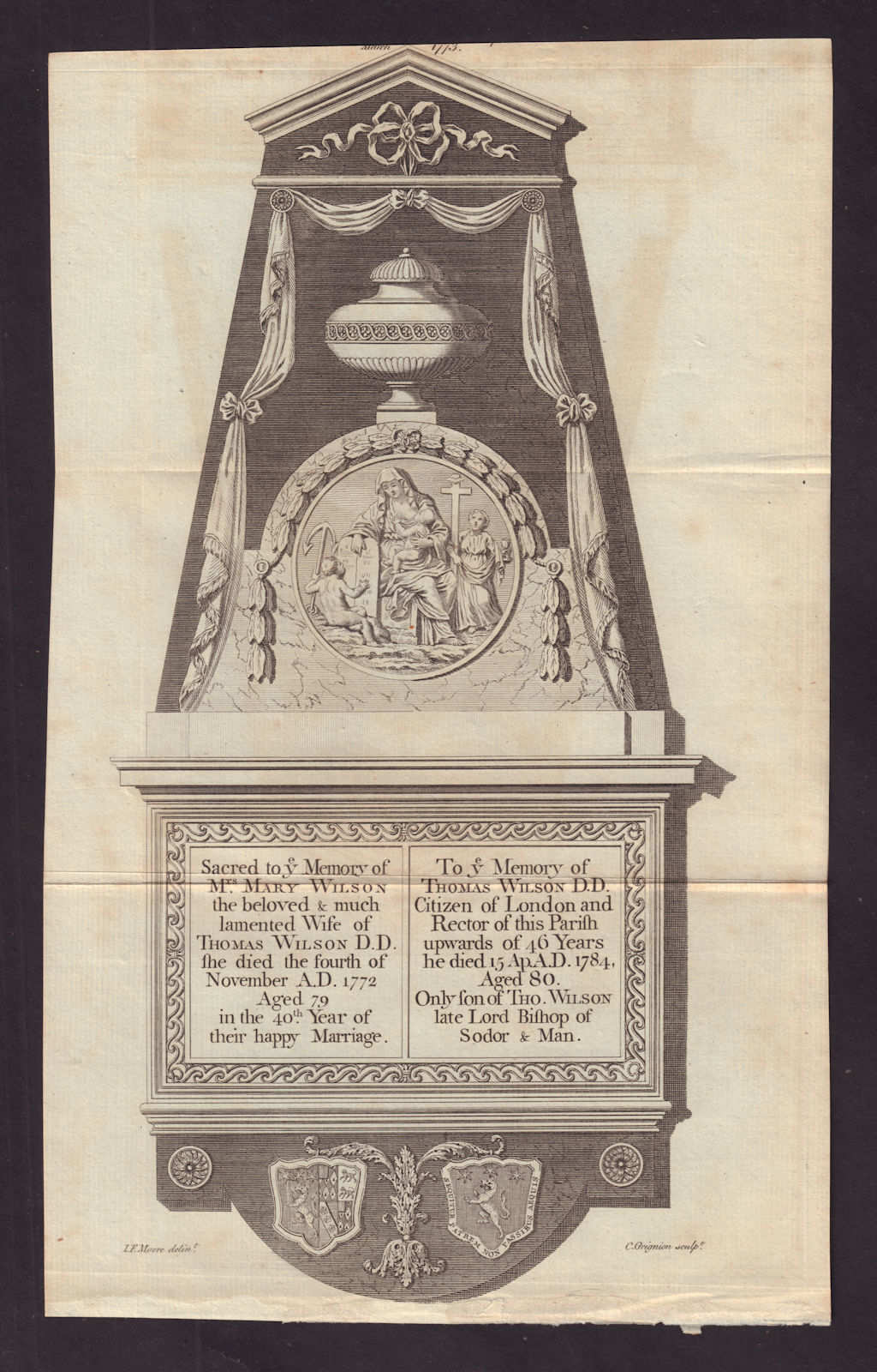 Associate Product Monument in the Church of St. Stephen, Walbrook, London for Thomas Wilson 1788