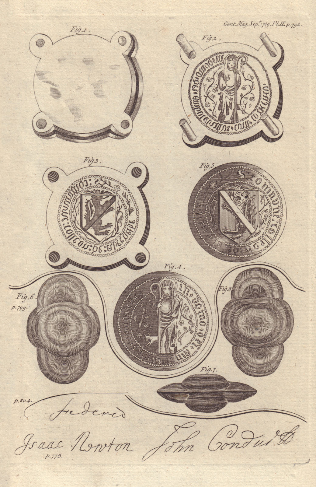Abernethy College seal. Isaac Newton John Conduitt Frederick III of Prussia 1789