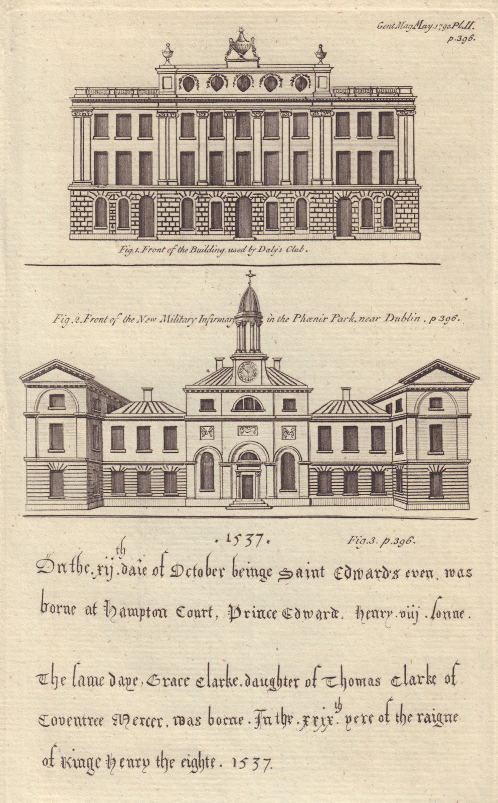 Associate Product Daly's Club, Dame Street & Royal Military Infirmary, Phoenix Park, Dublin 1790