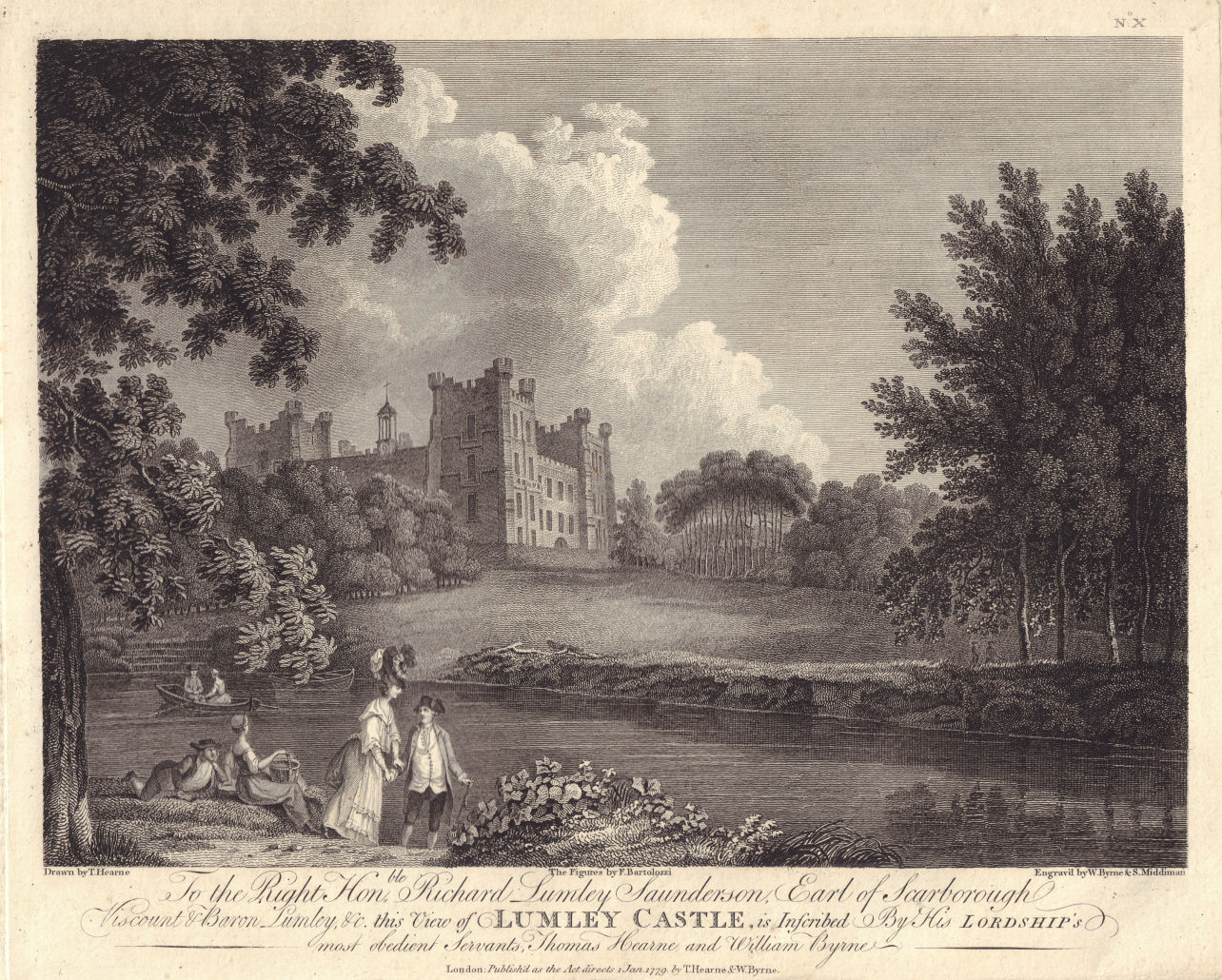 Lumley Castle, Chester-le-Street, Durham. GROSE 1779 old antique print picture