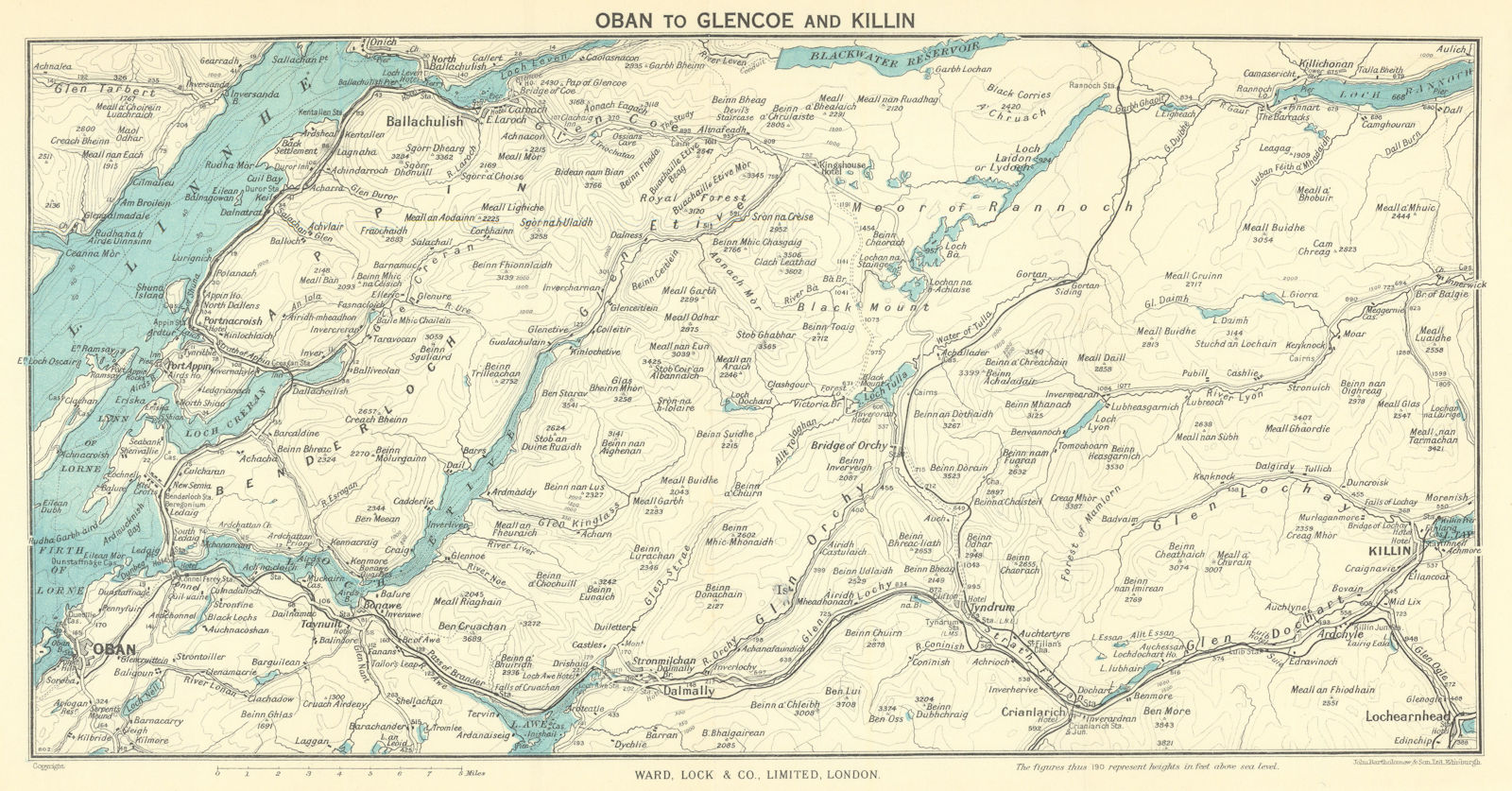 OBAN & LORNE. Glencoe Killin. Argyll & Bute Scotland. WARD LOCK 1951 old map