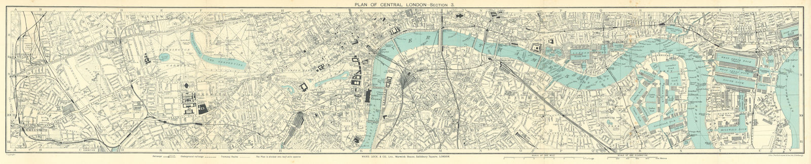 CENTRAL LONDON-SECTION 3 vintage town/city plan. London. WARD LOCK 1936 map