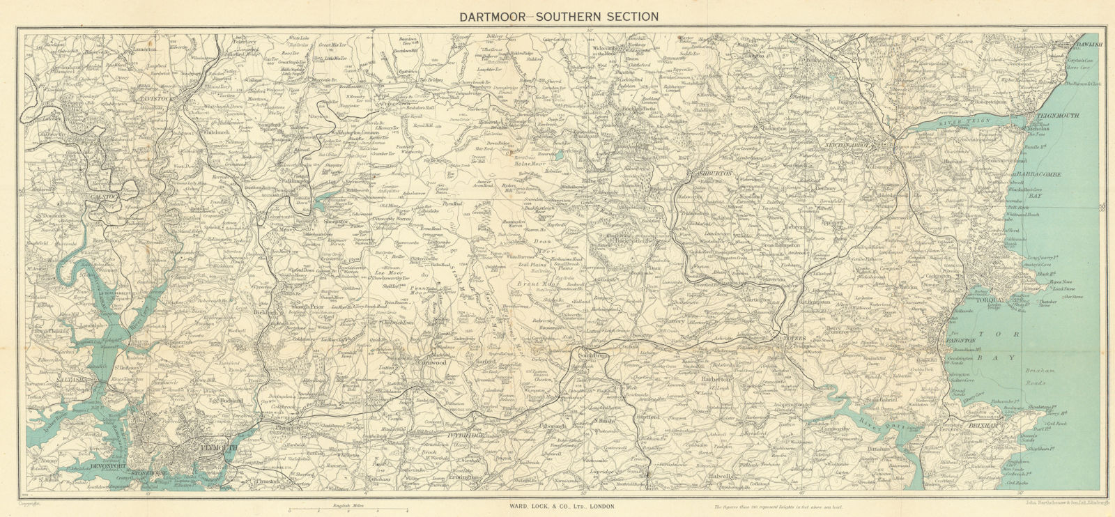 DARTMOOR SOUTH. Plymouth Torquay Tavistock Brixham Devon. WARD LOCK c1948 map