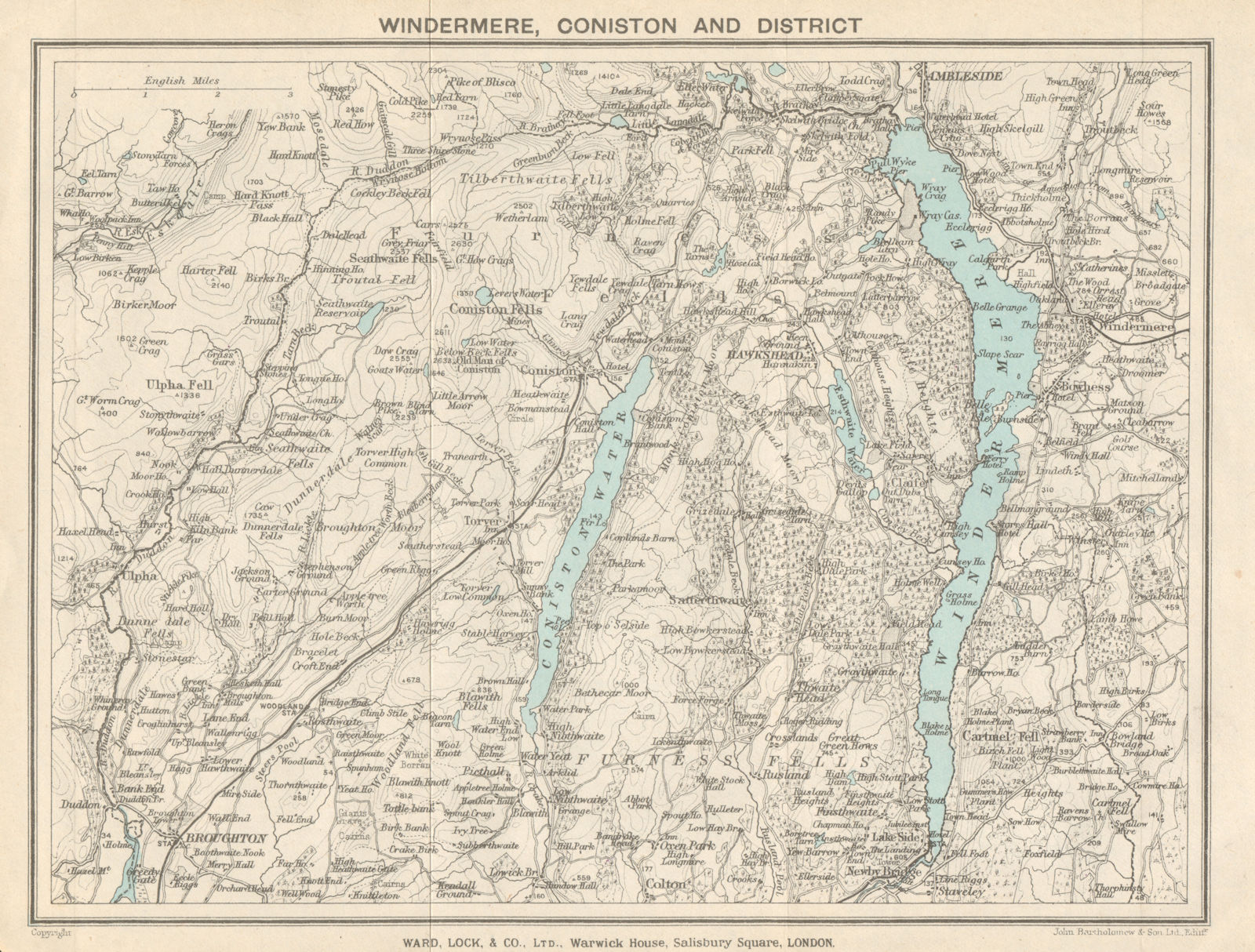 Associate Product WINDERMERE & CONISTON WATER. Ambleside Lake District Cumbria. WARD LOCK 1926 map