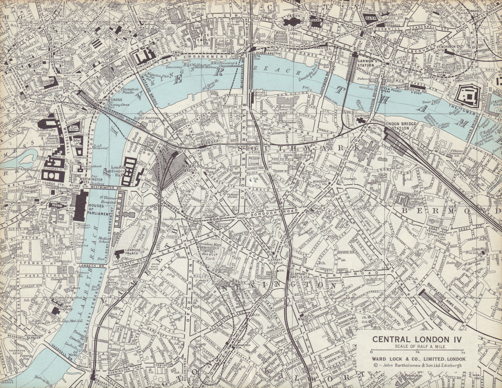 Associate Product Central London 4. Southwark Lambeth Westminster Bermondsey. WARD LOCK 1970 map