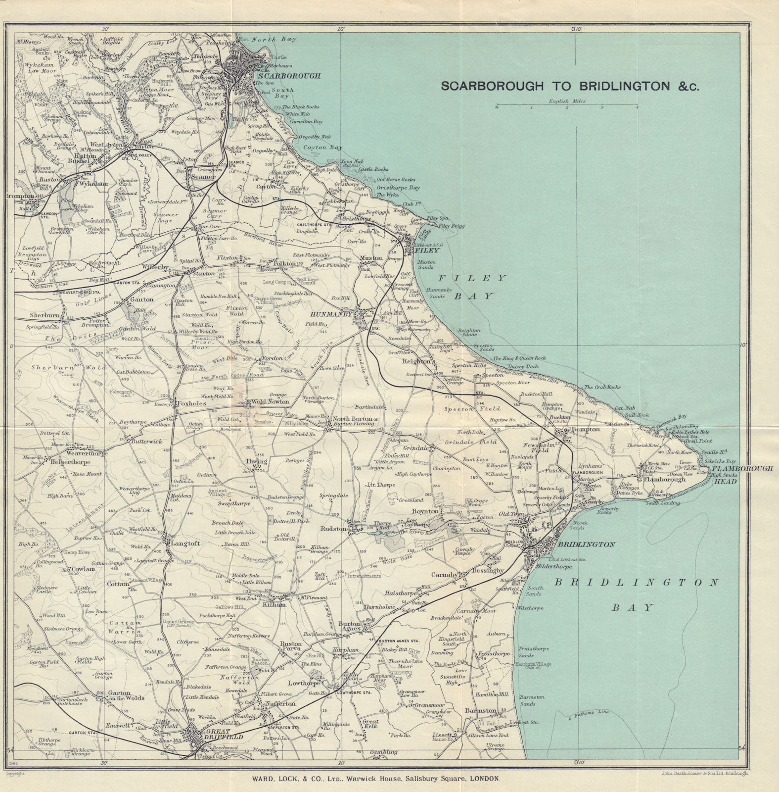 Associate Product YORKSHIRE COAST Scarborough Filey Flambrough Head Bridlington WARD LOCK 1931 map