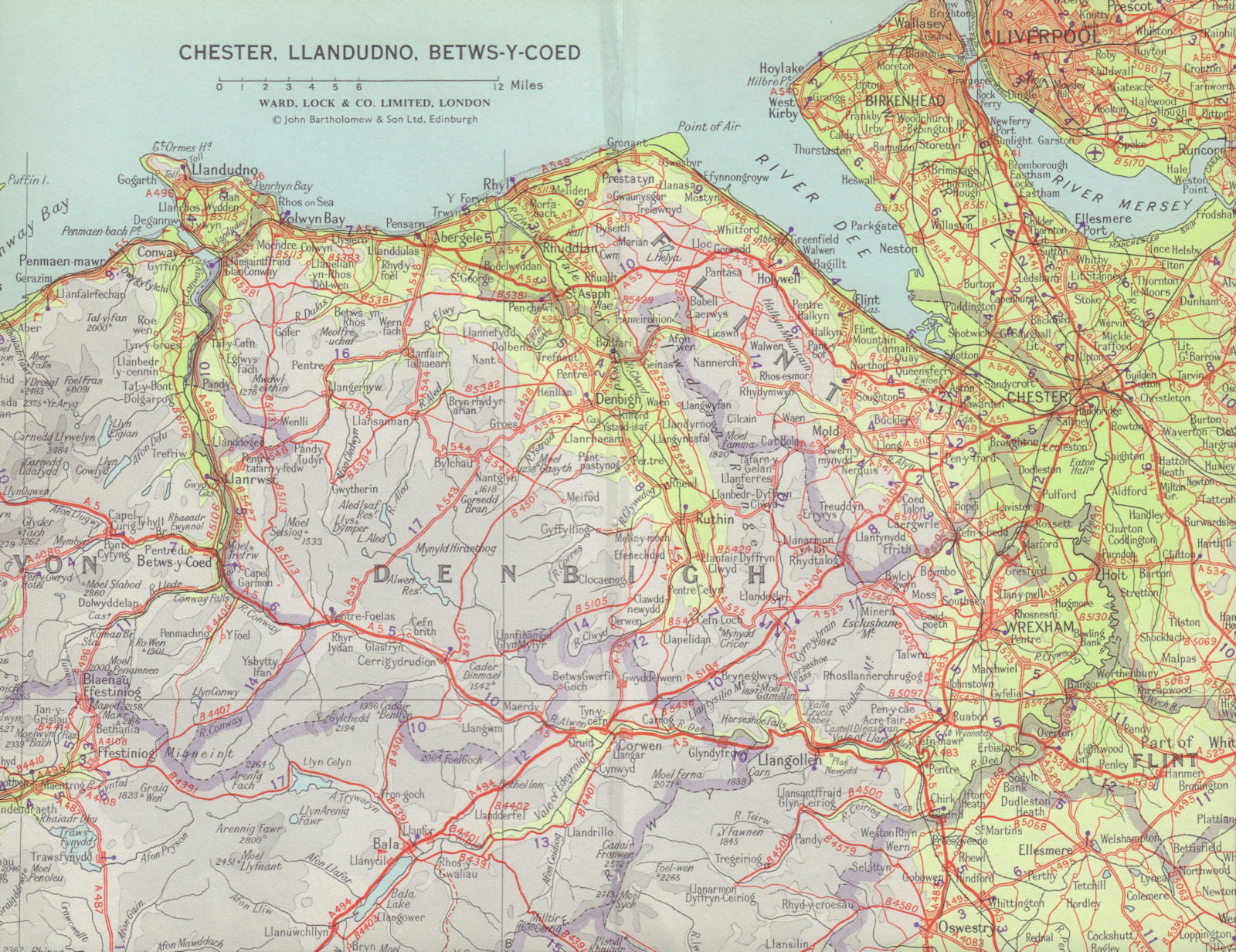 North-east Wales. Chester, Llandudno, Betws-Y-Coed. WARD LOCK 1966 old map