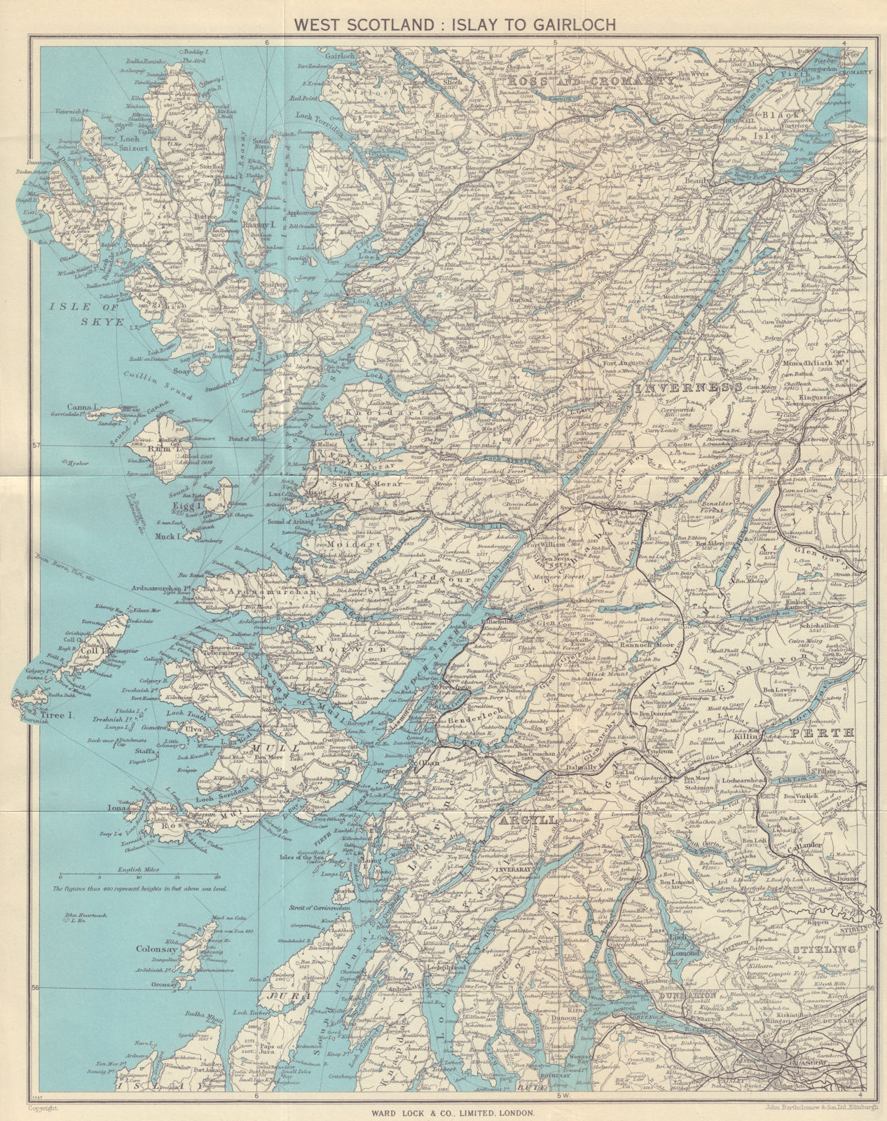 WESTERN SCOTLAND. Skye Mull Highlands Inverness-shire. WARD LOCK c1962 old map