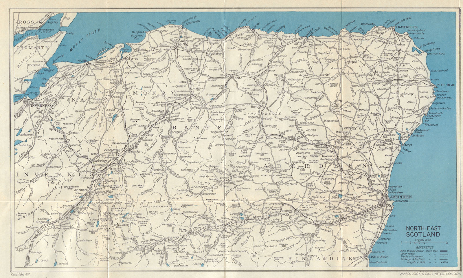 NORTH-EAST SCOTLAND. Abderdeenshire Banffshire Nairnshire Morayshire c1962 map
