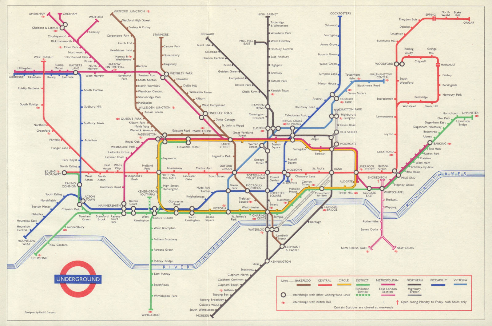 LONDON UNDERGROUND tube map plan. Victoria Line open to Victoria. GARBUTT 1970