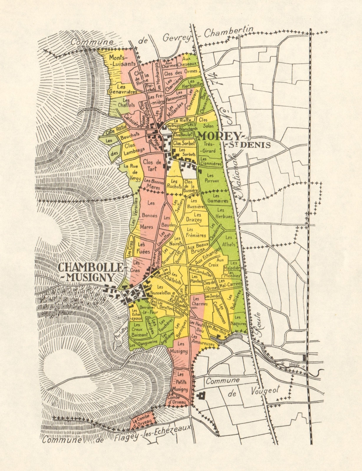 Associate Product BURGUNDY BOURGOGNE VINEYARD MAP Chambolle-Musigny Morey-St-Denis RODIER 1948