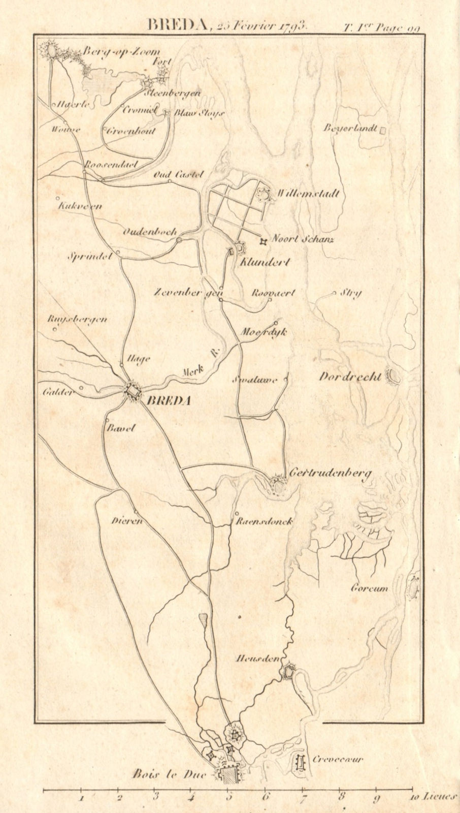 Associate Product Breda 1793. 's-Hertogenbosch Bergen-op-Zoom. War of 1st Coalition 1817 old map