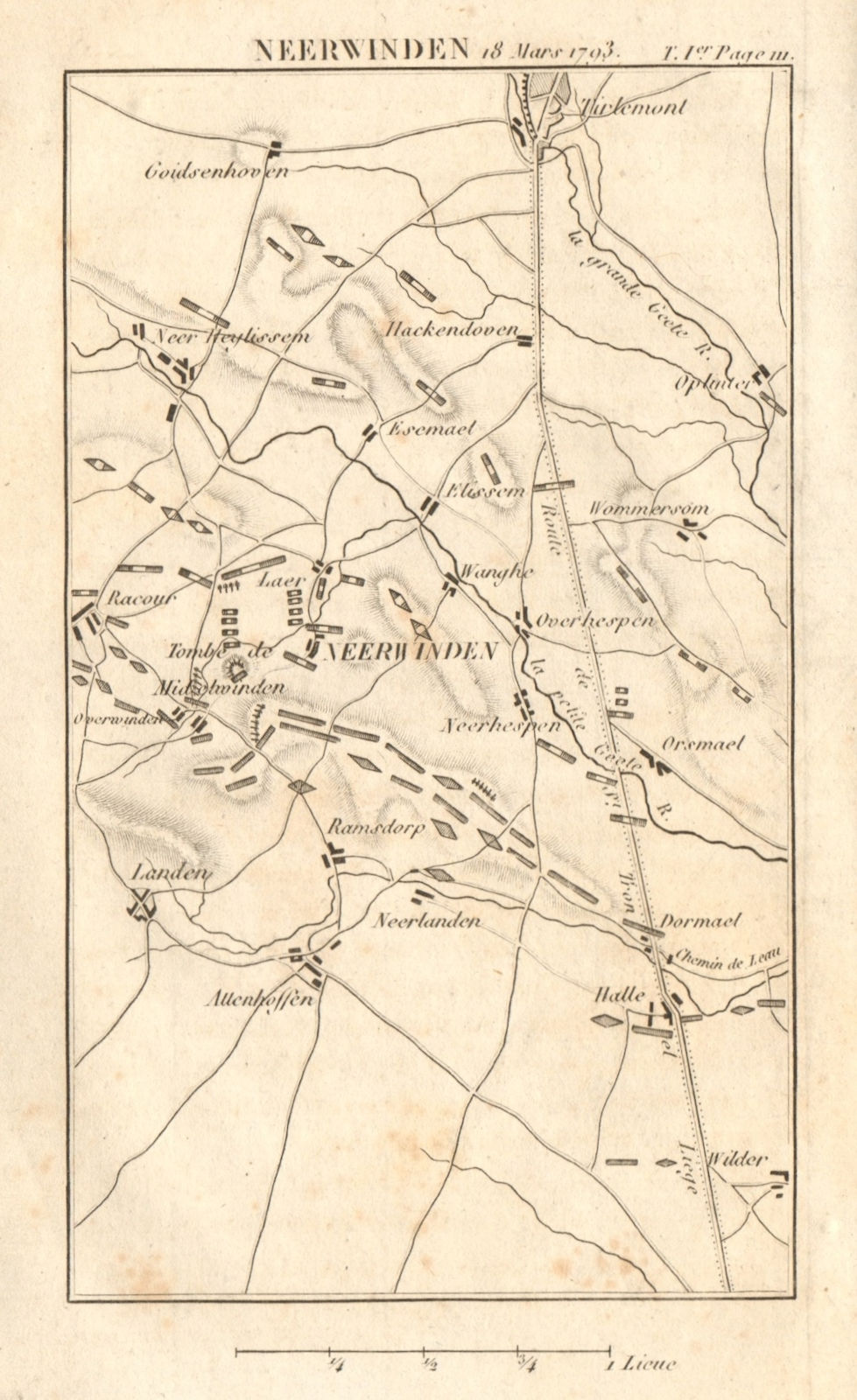 Associate Product Battle of Neerwinden 18 March 1793. War of the First Coalition. Belgium 1817 map