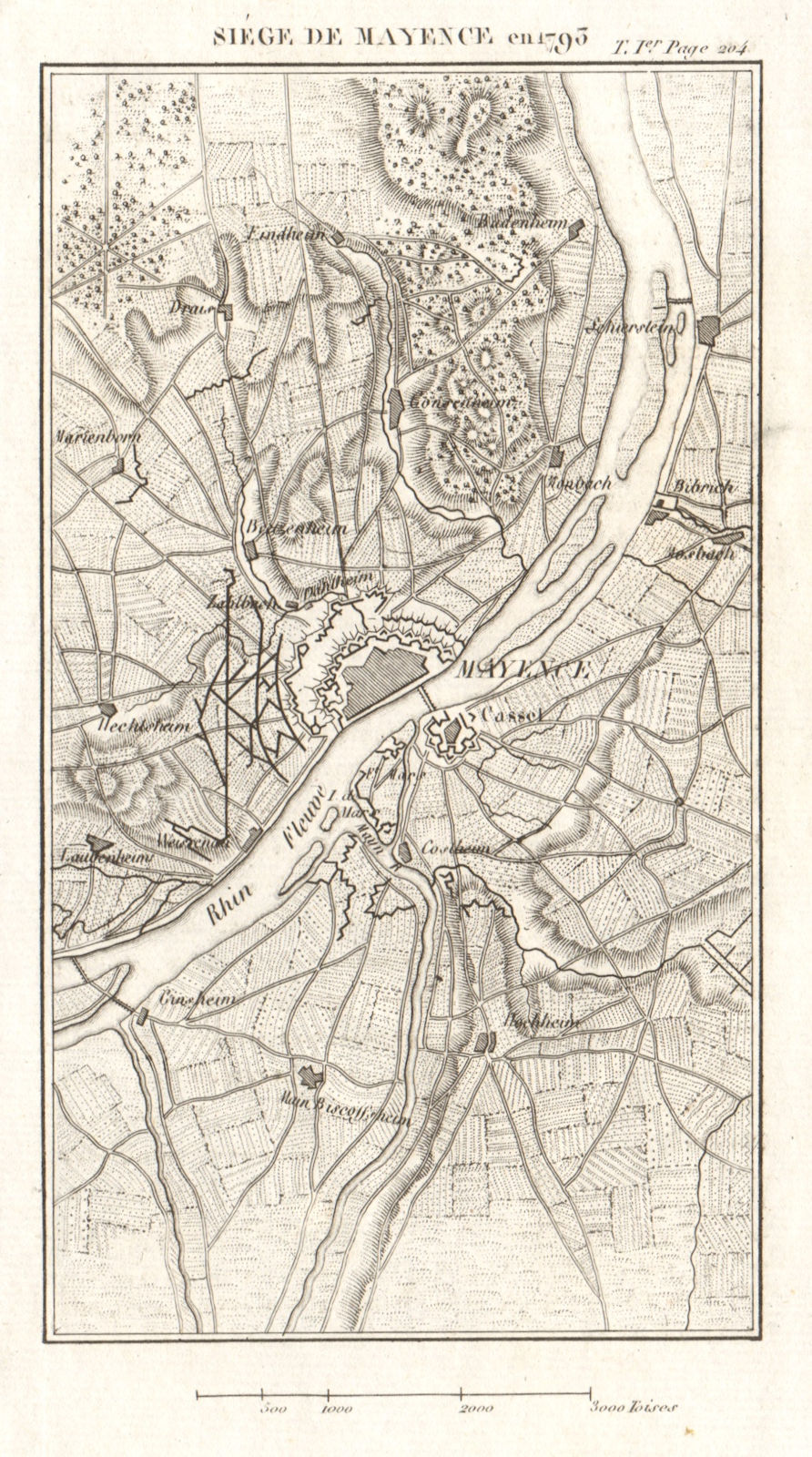 Associate Product Siege of Mayence 1793. War of the 1st Coalition. Rheinland-Pfalz. Mainz 1817 map