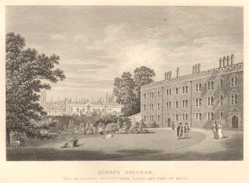 Queen's College. Buildings, Walnut-Tree Court & King's, Cambridge. LE KEUX 1841