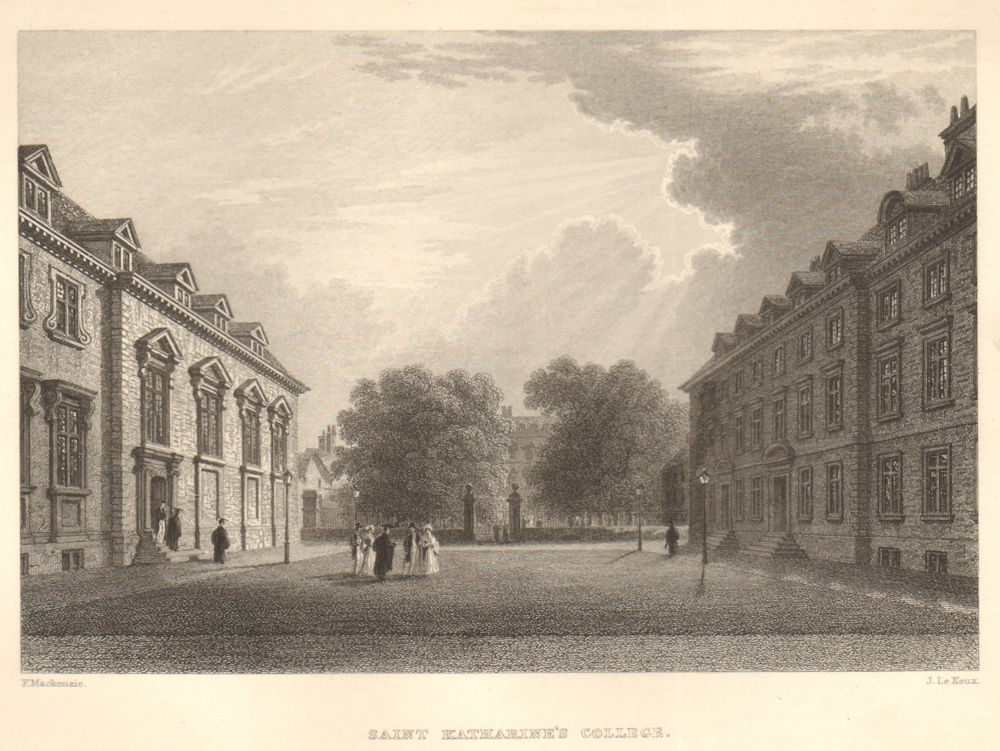 Saint Katharine's College, Cambridge. LE KEUX 1841 old antique print picture