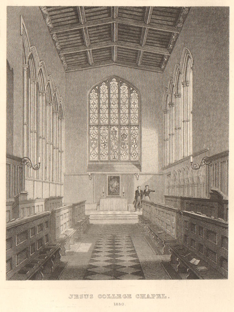 Jesus College Chapel, Cambridge. LE KEUX 1841 old antique print picture