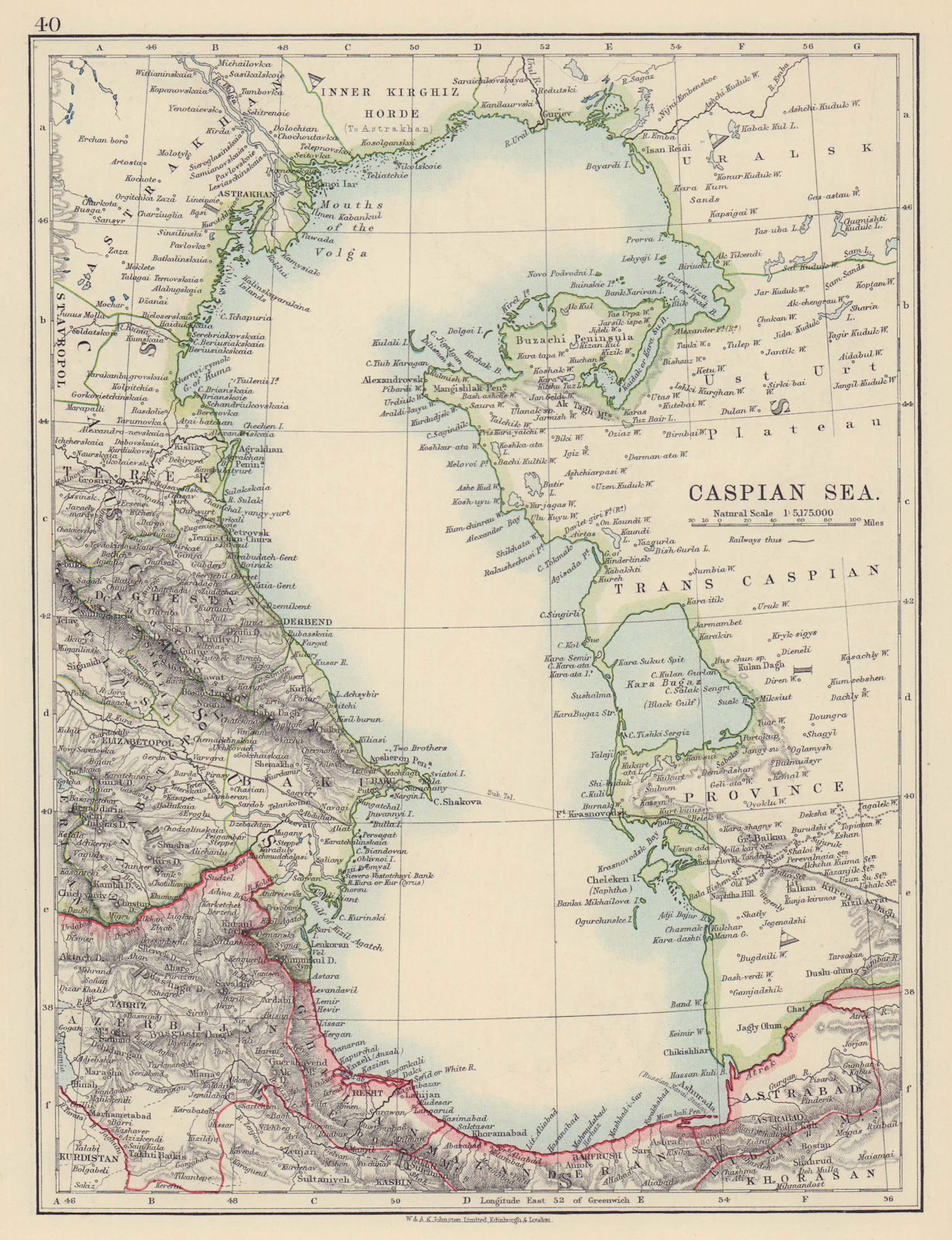 Associate Product CASPIAN SEA. Baku Persia Astrakan. "Inner Kirghiz Horde". JOHNSTON 1910 map