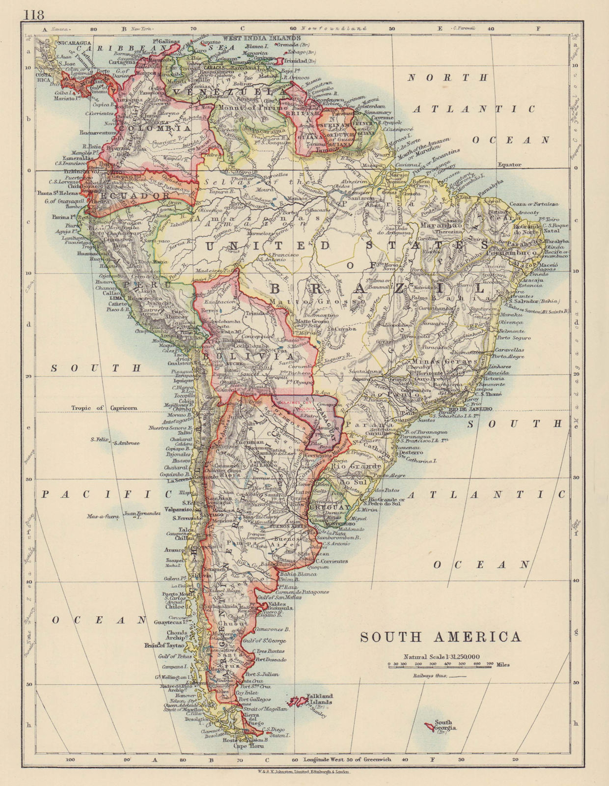 SOUTH AMERICA. Western Paraguay "Claimed by Bolivia". JOHNSTON 1910 old map