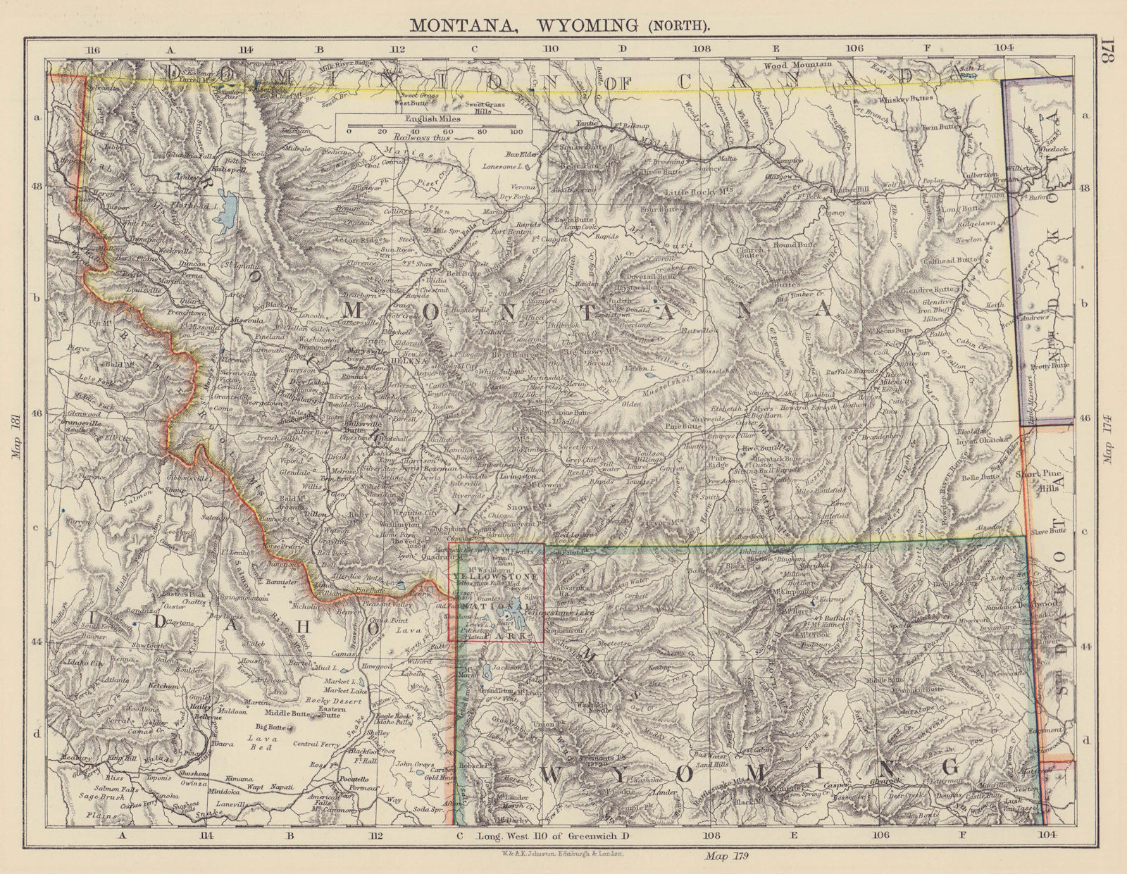 USA MOUNTAIN STATES. Montana North Wyoming Idaho East Yellowstone 1901 old map