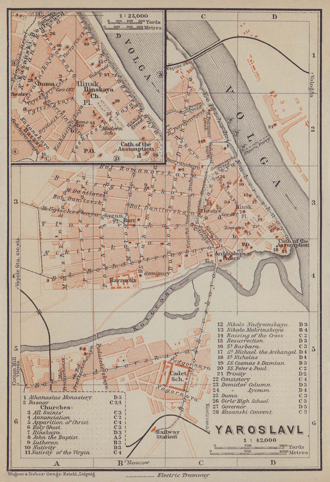Associate Product Yaroslavl town/city plan. Russia. Jarosslawl. BAEDEKER 1914 old antique map
