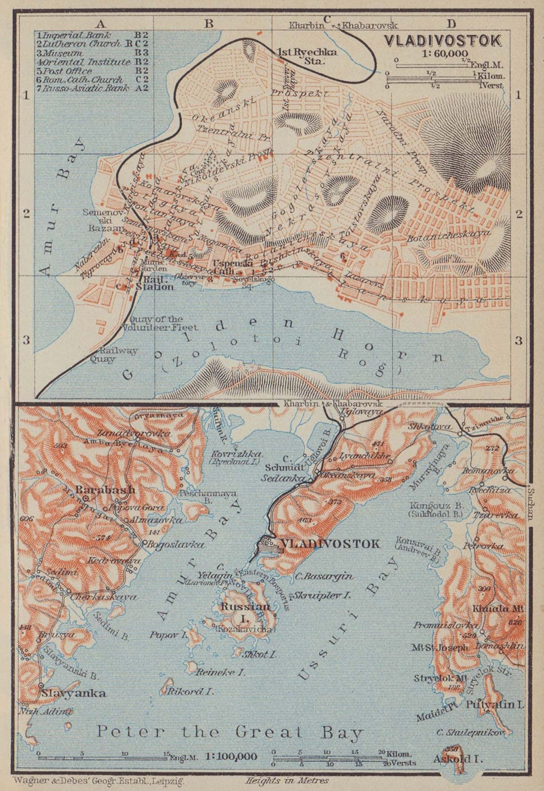 Associate Product Vladivostok town/city plan & environs. Russia. Wladiwostok. BAEDEKER 1914 map