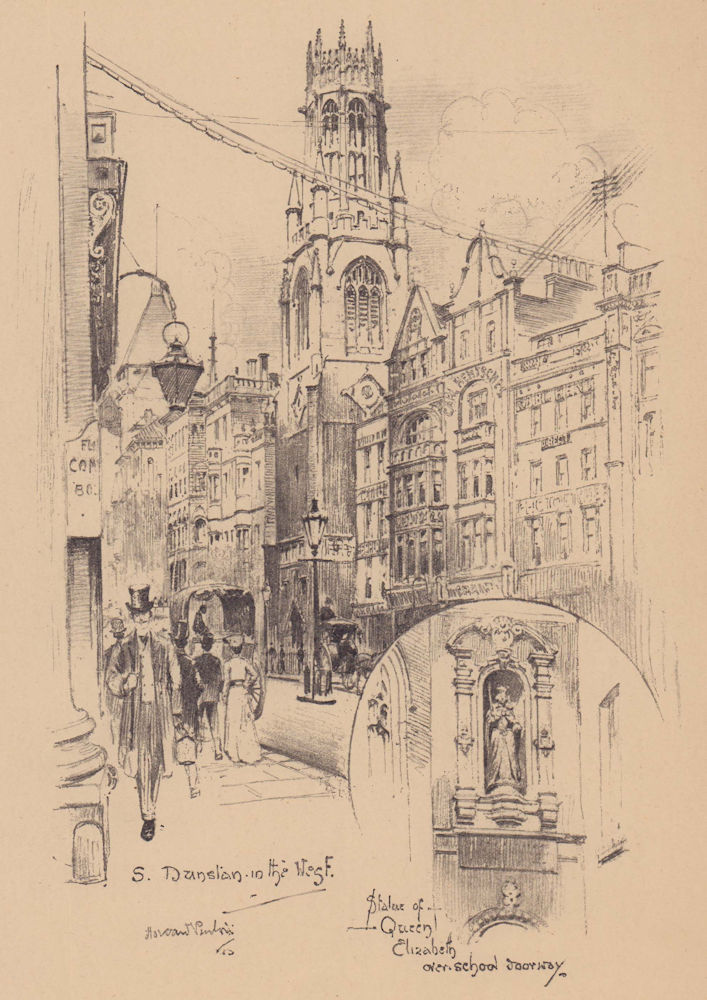 St. Dunstan-in-the-West church & Fleet Street. Queen Elizabeth. London 1904