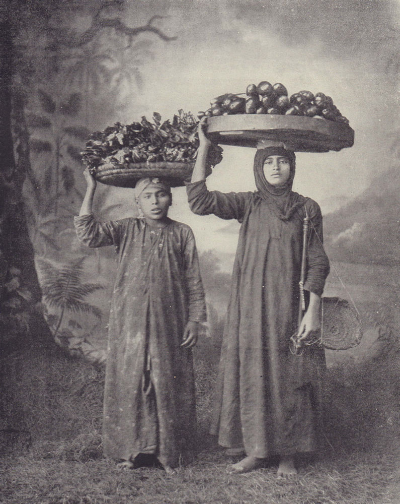 The vegetable merchants in Suez. Egypt. STODDARD 1895 old antique print
