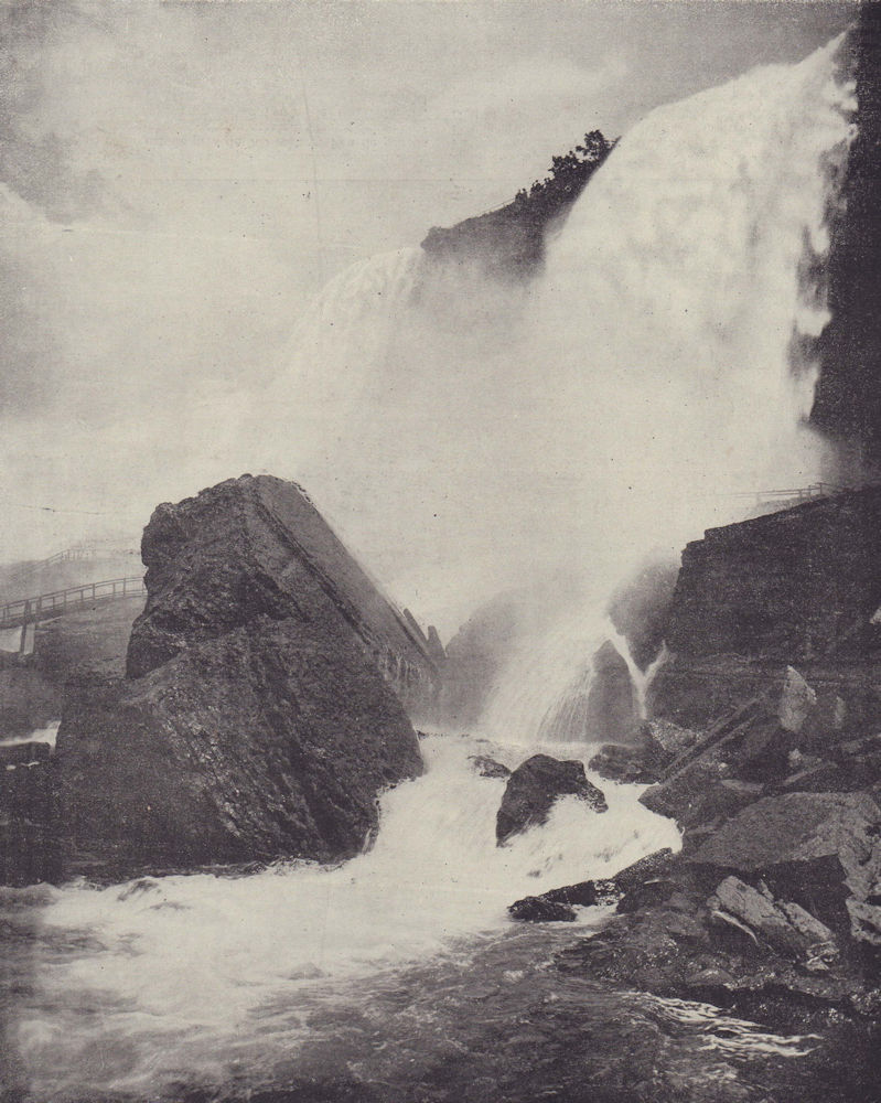 Rocks below the Niagara Falls. North America. STODDARD 1895 old