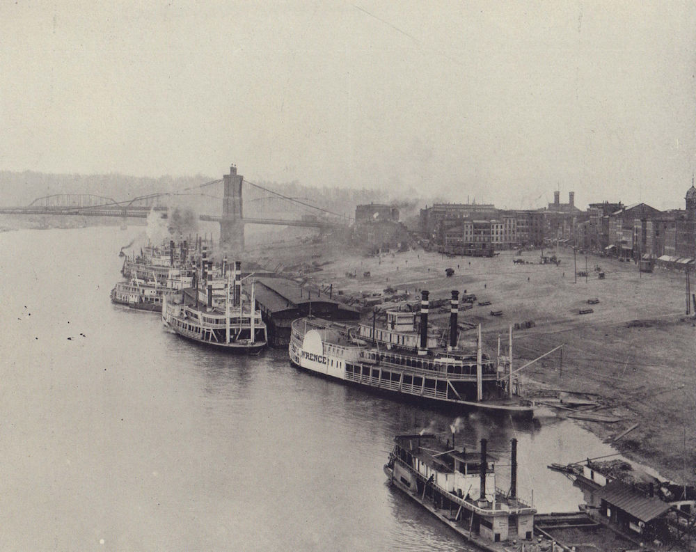 The Cincinnati quays. Ohio. STODDARD 1895 old antique vintage print picture