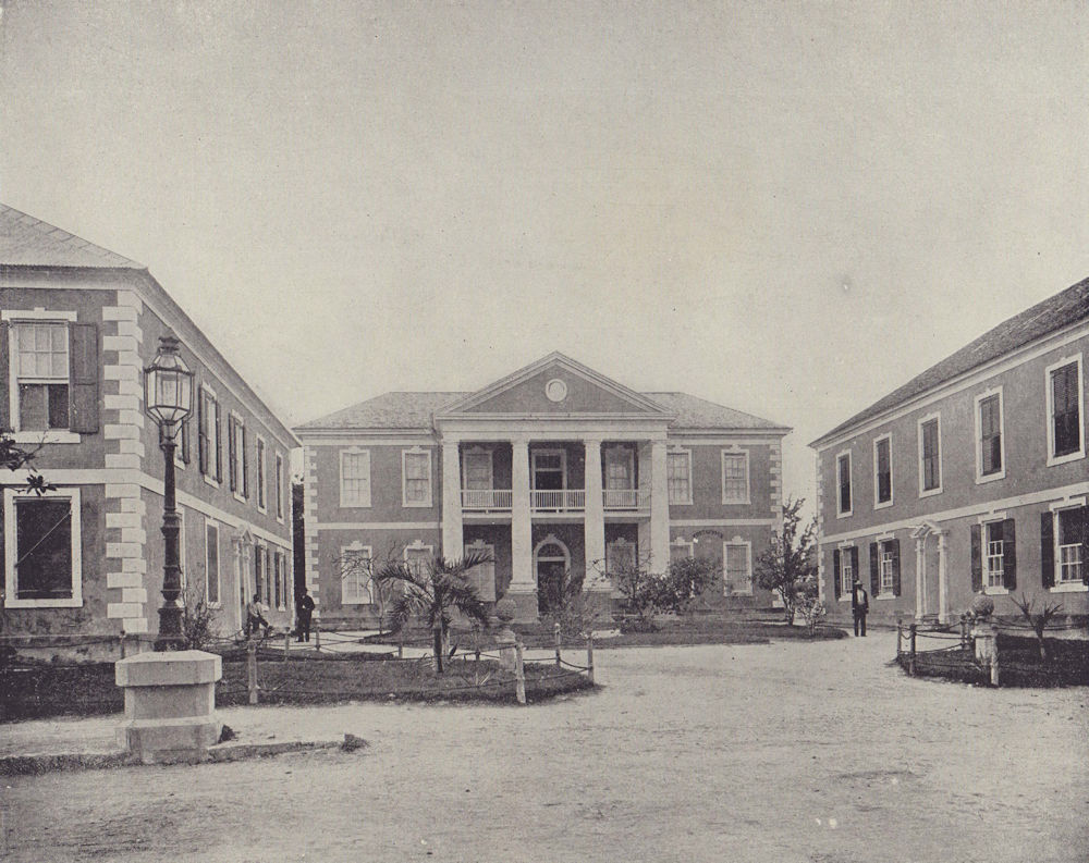 Government Headquarters in Nassau, Bahamas. West Indies. STODDARD 1895 print