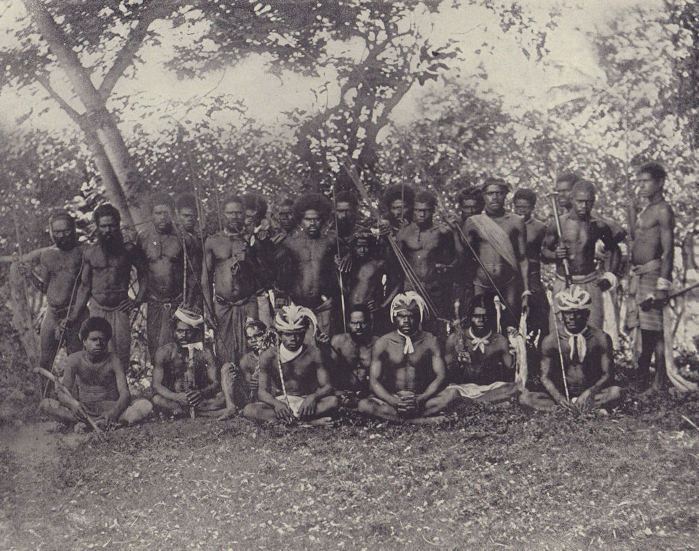 Group of Kanaks, New Caledonia. Melanesia. STODDARD 1895 old antique print