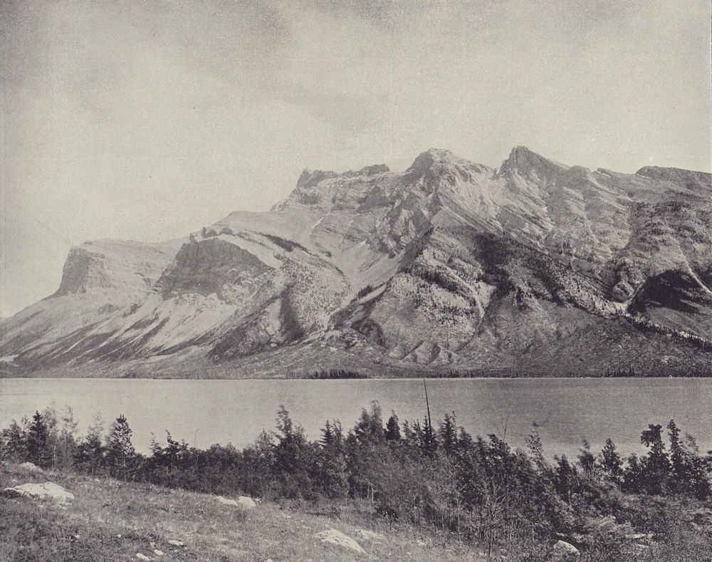 Associate Product Lake Minnewanka, Banff National Park, Alberta. Canada. STODDARD 1895 old print