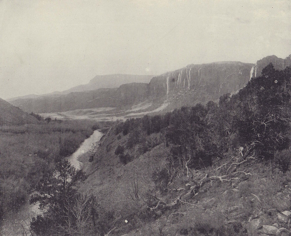The Seven Castles escarpment, Basalt, Colorado. STODDARD 1895 old print